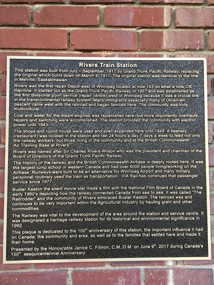 Rivers Train Station commemorative plaque unveiled June 9, 2017.